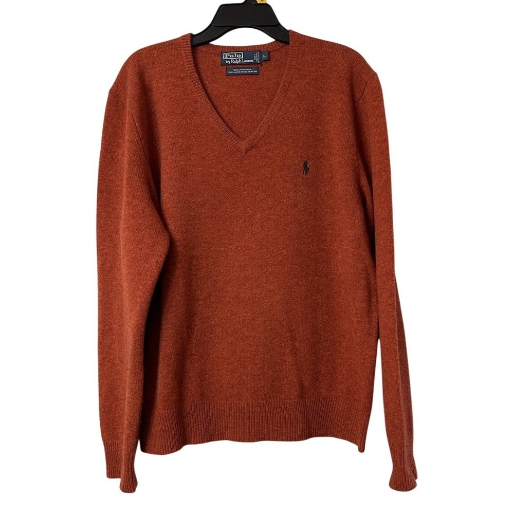 Polo Ralph Lauren Mens 100% Lambs Wool V Neck Pullover Sweater Size Large - Picture 1 of 7